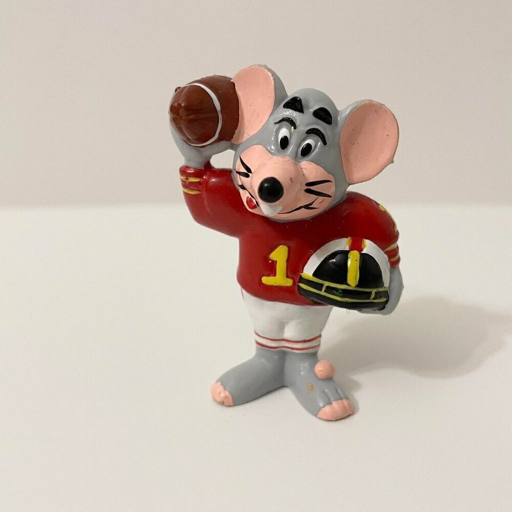 Vtg 1986 Chuck E Cheese PVC Mini Figure Football Player Pizza Time